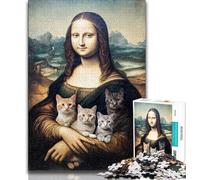Jigsaw Puzzles for Teenagers 1000 Pieces Mona Lisa Kitten,Stress Reliever Staycation Kill Time Enhance Love between Couples (38x26cm)