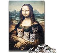 Jigsaw Puzzles for Teenagers 1000 Pieces Mona Lisa Kitten Suitable for People Aged 14 And Above Educational Game Challenge Toy Gift For Birthdays 26x38cm