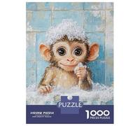 Jigsaw Puzzles for Teenagers 1000 Pieces Monkey Bath Time Fun-1 Jigsaw for Adults Relaxing Games Home Decoration Unique Gifts for Birthday And Christmas 38x26cm/1000pcs