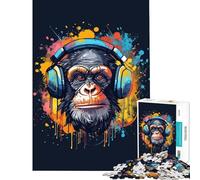 Jigsaw Puzzles for Teenagers 1000 Pieces Monkey Dj Music Difficult And Challenge Stress Reliever Brain Teaser Game for And from 14 Years And over (50x75cm)