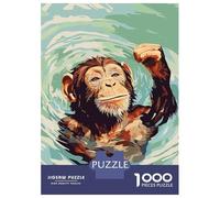 Jigsaw Puzzles for Teenagers 1000 Pieces Monkey Swimming in Water Digital Art Puzzles for Adults Relax Games Presents for Women Unique Gifts for Birthday And Christmas 38x26cm/1000pcs