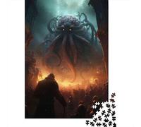 Jigsaw Puzzles for Teenagers 1000 Pieces Monster Attack Epic Fantasy Battle Puzzle for Adults Relaxing Games Difficult Challenge Parent-child Interaction 38x26cm/1000pcs