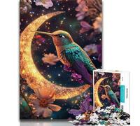 Jigsaw Puzzles for Teenagers 1000 Pieces Moon Hummingbird 1000 Piece Jigsaw,Artistic Wall Decor & Birthday Gift Idea for Friends, Home Office 38x26cm