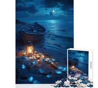 Jigsaw Puzzles for Teenagers 1000 Pieces Moonlight Beach Scene Educational Toy Funny Gift Impossible Game Improving Love between Couples Size 50x75cm