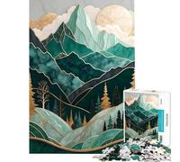 Jigsaw Puzzles for Teenagers 1000 Pieces Moonlit Mountain Forest Art Print Nature Scene for Birthday, Chrismas Wall Decoration Brain Teaser Game for And from 14 Years And over (38x26cm)