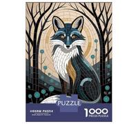 Jigsaw Puzzles for Teenagers 1000 Pieces Mosaic Fox in Forest Jigsaws for Adults Brain Teaser Game Home Decoration Parent-child Interaction 38x26cm/1000pcs