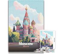 Jigsaw Puzzles for Teenagers 1000 Pieces Moscow, Russia︰ St. Basil's Cathedral Illustration Challenging Game Toys Difficult Challenge Great Gift Size 38x52cm