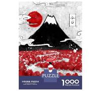 Jigsaw Puzzles for Teenagers 1000 Pieces Mount Fuji And Red Flowers Adult Jigsaw Fun Games Perfect Decoration Parent-child Interaction 52x38cm/1000pcs