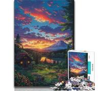 Jigsaw Puzzles for Teenagers 1000 Pieces Mountain Village at Sunset Adult Puzzles,Relax Games Is Ideal As A Gift for The Whole Family (size 75x50cm)