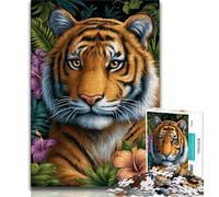 Jigsaw Puzzles for Teenagers 1000 Pieces Mysterious Tiger,Educational Games Home Decoration Birthday Present,Gifts,Wall Art (75x50cm)