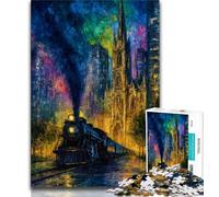 Jigsaw Puzzles for Teenagers 1000 Pieces Mystery Train,Stress Reliever Staycation Kill Time Wishlist with Santa Claus (75x50cm)