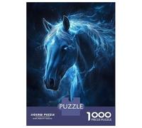 Jigsaw Puzzles for Teenagers 1000 Pieces Mystical Blue Horse Jigsaw Hands-on Game For Family Fun Unique Gifts for Birthday And Christmas 38x26cm/1000pcs