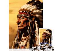 Jigsaw Puzzles for Teenagers 1000 Pieces Native American Chief Portrait Educational Toy Funny Gift Impossible Game Improving Love between Couples Size 38x26cm