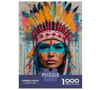 Jigsaw Puzzles for Teenagers 1000 Pieces Native American Indian Art Print-3 Jigsaws for Adults Relaxing Games Analysis And Logic Difficult And Challenge 52x38cm/1000pcs