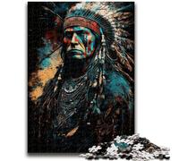 Jigsaw Puzzles for Teenagers 1000 Pieces Native American Warior 1000 Pieces for Adults,Enhance Love between Couples for Ages 14+ (38x26cm)