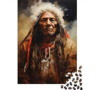 Jigsaw Puzzles for Teenagers 1000 Pieces Native American Warrior Art Print-2 Puzzle for Adults Relaxing Games Difficult Challenge Parent-child Interaction 70x50cm/1000pcs
