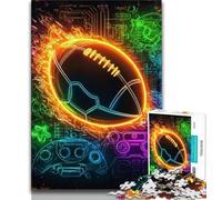 Jigsaw Puzzles for Teenagers 1000 Pieces Neon American Football Puzzles for Adults,Stress Reliever Staycation Kill Time Parent-child Interaction (size 75x50cm)