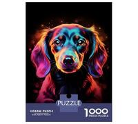 Jigsaw Puzzles for Teenagers 1000 Pieces Neon Dachshund Portrait Puzzle for Adults Fun Games A Work of Art Parent-child Interaction 52x38cm/1000pcs