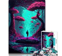Jigsaw Puzzles for Teenagers 1000 Pieces Neon Forest Wanderer Adult Puzzles,Fun Games Wall Decoration Unique Birthday And Xmas Gifts 75x50cm