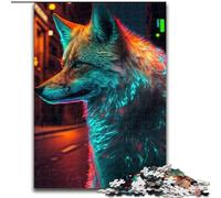 Jigsaw Puzzles for Teenagers 1000 Pieces Neon Fox, Decompressing Intellectual Educational Toy Birthday Present, Gifts, Wall Art (Size 26x38cm)