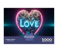 Jigsaw Puzzles for Teenagers 1000 Pieces Neon Heart Decorations for Valentine's Day Puzzle for Adults Toy Wall Decor Difficult Challenge for Is Ideal As A Gift 52x38cm/1000pcs