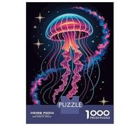 Jigsaw Puzzles for Teenagers 1000 Pieces Neon Jellyfish in Space Illustration Puzzle for Adults Relaxing Games Home Decoration for Is Ideal As A Gift 38x26cm/1000pcs