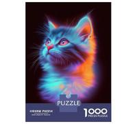 Jigsaw Puzzles for Teenagers 1000 Pieces Neon Kitten Portrait Puzzles for Adults Hands-on Game Improve Memory Parent-child Interaction 70x50cm/1000pcs