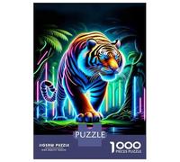 Jigsaw Puzzles for Teenagers 1000 Pieces Neon Tiger Wall Art Print Jigsaws for Adults Relaxing Games Analysis And Logic Difficult And Challenge 70x50cm/1000pcs