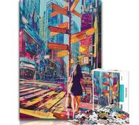 Jigsaw Puzzles for Teenagers 1000 Pieces New York Cityscape,Stress Reliever Staycation Kill Time Enhance Love between Couples (75x50cm)