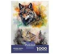 Jigsaw Puzzles for Teenagers 1000 Pieces Nightfall Majesty Wolf Art Teenager Puzzles Toy Wall Decor Home Decoration Parent-child Interaction 38x26cm/1000pcs