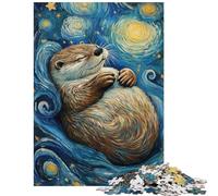Jigsaw Puzzles for Teenagers 1000 Pieces Otter Dreams Under Stars Brain Teaser Game Precision Cutting DIY Toys Improving Love between Couples Size 38x26cm