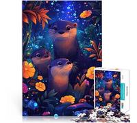Jigsaw Puzzles for teenagers 1000 Pieces Otter Family in Enchanted Forest Hands-on-Spiel Geburtstagsgeschenk52x38cm