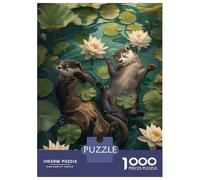 Jigsaw Puzzles for Teenagers 1000 Pieces Otter Relaxing in Lily Pads Puzzles for Adults Anti-Stress Toys Wall Art Birthday And Unique Gifts 38x26cm/1000pcs