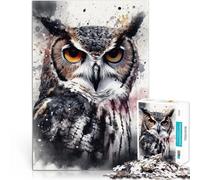 Jigsaw Puzzles for teenagers 1000 Pieces Owl Beauty Black Ink Family Activity is ideal as a gift for the whole family 50x70cm