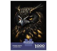 Jigsaw Puzzles for Teenagers 1000 Pieces Owl Black Gold Jigsaw for Adults Relaxing Games Home Decoration Unique Gifts for Birthday And Christmas 38x26cm/1000pcs