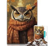 Jigsaw Puzzles for Teenagers 1000 Pieces Owl in Autumn,Stress Reliever Staycation Kill Time Enhance Love between Couples (75x50cm)