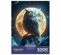 Jigsaw Puzzles for Teenagers 1000 Pieces Owl on A Moonlit Rock Teenager Puzzles Toy Wall Decor Home Decoration Parent-child Interaction 38x26cm/1000pcs