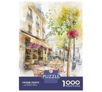 Jigsaw Puzzles for Teenagers 1000 Pieces Parisian Cafe with Bougainvillea Jigsaws for Adults Relaxing Games Analysis And Logic Difficult And Challenge 52x38cm/1000pcs