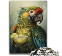 Jigsaw Puzzles for Teenagers 1000 Pieces Parrot Drinking Coffee Puzzles for Teenagers,Educational Toy Funny Family Games Unique Home Decor (26x38cm)