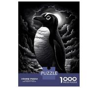 Jigsaw Puzzles for Teenagers 1000 Pieces Penguin Under Moonlight Jigsaws for Adults Brain Teaser Game Home Decoration Parent-child Interaction 38x26cm/1000pcs