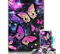 Jigsaw Puzzles for Teenagers 1000 Pieces Pink Butterfly Adult Puzzles,Relax Games Is Ideal As A Gift for The Whole Family (size 75x50cm)