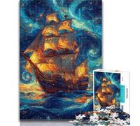 Jigsaw Puzzles for Teenagers 1000 Pieces Pirate Ship 1000 Pieces for Adults,family Fun Games Is Ideal As A Gift for The Whole Family 26x38cm