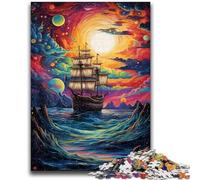 Jigsaw Puzzles for Teenagers 1000 Pieces Pirate Ship in The Universe Suitable for People Aged 14 And Above Educational Game Challenge Toy Gift For Birthdays 50x75cm