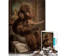 Jigsaw Puzzles for Teenagers 1000 Pieces Poodle in The Toilet,Toys Educational Games Stress Relieving Parent-child Interaction (75x50cm)