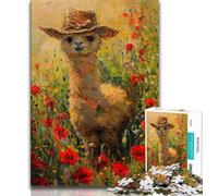 Jigsaw Puzzles for Teenagers 1000 Pieces Poppy Alpaca Teenager Jigsaw,Challenging Difficult Deal As Gifts for The Whole Family 38x26cm