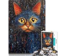 Jigsaw Puzzles for Teenagers 1000 Pieces Psychedelic Cat,Educational Games Home Decoration Birthday Present,Gifts,Wall Art 50x75cm