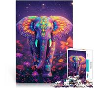 Jigsaw Puzzles for teenagers 1000 Pieces Psychedelic Elephant Brain Teaser Every Piece is Unique - Challenging Family Fun Game 26x38cm