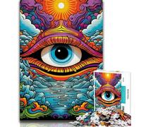 Jigsaw Puzzles for Teenagers 1000 Pieces Psychedelic Eyes Adult Puzzles,family Fun Games Is Ideal As A Gift for The Whole Family 26x38cm