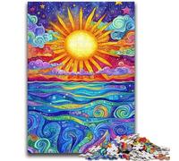 Jigsaw Puzzles for Teenagers 1000 Pieces Psychedelic Sun for Age 14 Years And over Beautiful Design GameBeautiful Design Game Great Gift 26x38cm