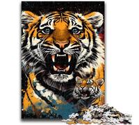 Jigsaw Puzzles for Teenagers 1000 Pieces Psychedelic Tiger Teenager Jigsaw,Challenging Difficult Deal As Gifts for The Whole Family (38x26cm)